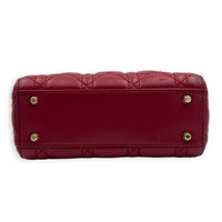Lady Dior Mini Red Top Handle Bag in Lambskin, Gold hardware