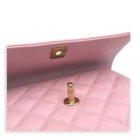 Coco Top Handle Bag Pink in Caviar Leather, Gold hardware