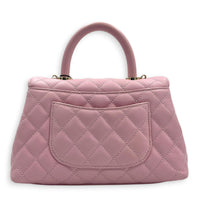 Coco Top Handle Bag Pink in Caviar Leather, Gold hardware