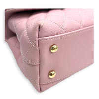 Coco Top Handle Bag Pink in Caviar Leather, Gold hardware