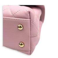 Coco Top Handle Bag Pink in Caviar Leather, Gold hardware