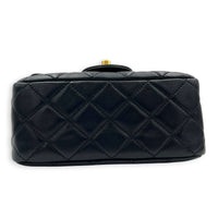 Square Pearl Crush Crossbody Bag Black in Lambskin, Gold hardware