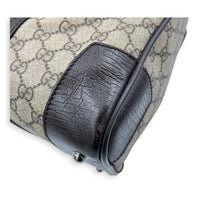 Boston Top Handle Bag Brown in Coated Canvas, Silver hardware