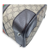 Boston Top Handle Bag Brown in Coated Canvas, Silver hardware