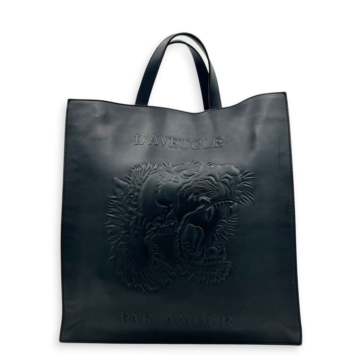 L’aveugle Par Amour Tote Bag Black in Calfskin, Gold hardware