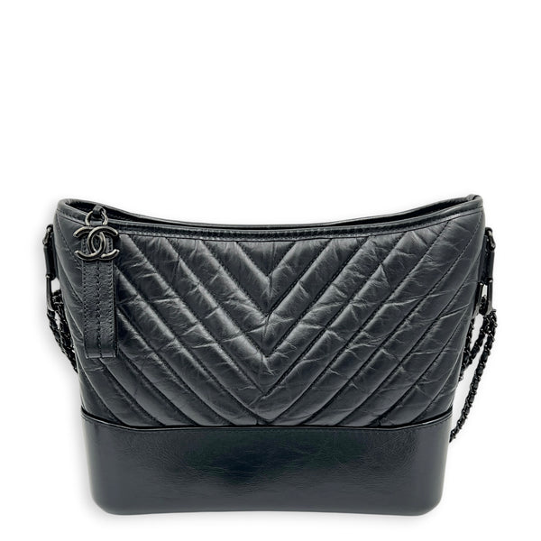Gabrielle Shoulder Bag Black in Calfskin, So Black hardware