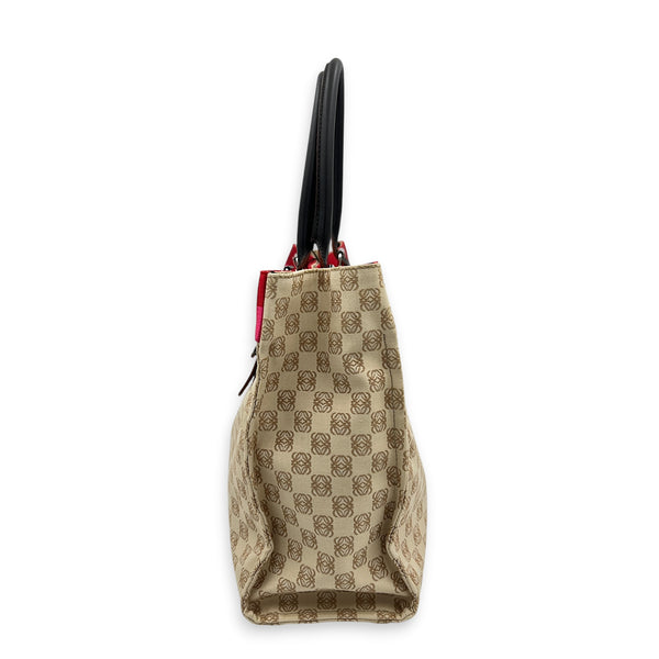 Anagram Tote Bag Beige in Canvas, Silver hardware
