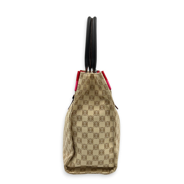 Anagram Tote Bag Beige in Canvas, Silver hardware