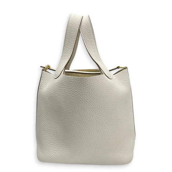 Picotin 18 Craie Top Handle Bag in Clemence, Gold hardware