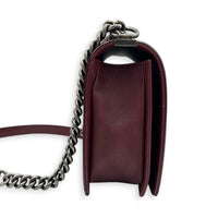 Boy Shoulder Bag Medium Red in Calfskin, Ruthenium hardware