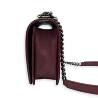 Boy Shoulder Bag Medium Red in Calfskin, Ruthenium hardware