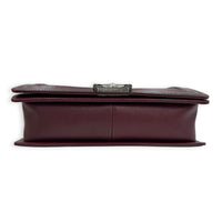 Boy Shoulder Bag Medium Red in Calfskin, Ruthenium hardware
