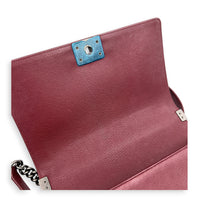 Boy Shoulder Bag Medium Red in Calfskin, Ruthenium hardware