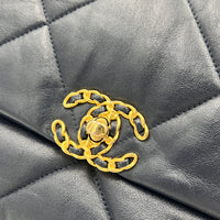 19 Large Blue Shoulder Bag in Goat Leather, Mixed hardware