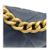 19 Large Blue Shoulder Bag in Goat Leather, Mixed hardware