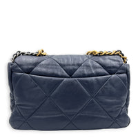 19 Large Blue Shoulder Bag in Goat Leather, Mixed hardware