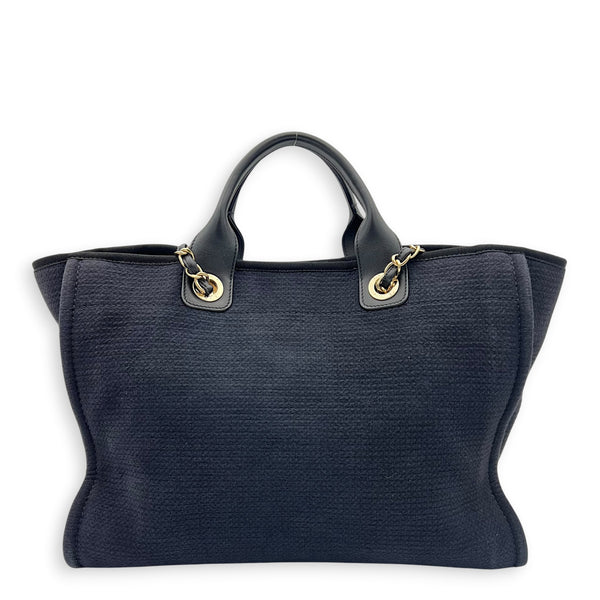 Deauville Tote Bag Black in Canvas, Gold hardware
