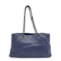 Intrecciato Tote Bag Purple in Nappa Leather, Ruthenium hardware