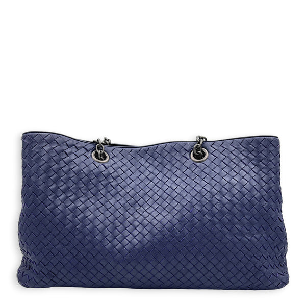 Intrecciato Tote Bag Purple in Nappa Leather, Ruthenium hardware