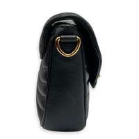 New Wave Shoulder Bag Black in Calfskin, Gold hardware