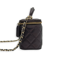 Vanity Mini Iridescent Purple Top Handle Bag in Lambskin, Gold hardware
