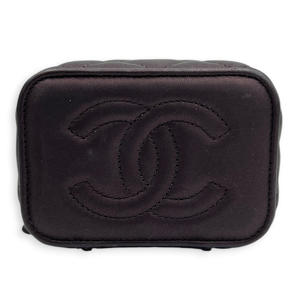 Vanity Mini Iridescent Purple Top Handle Bag in Lambskin, Gold hardware