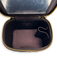 Vanity Mini Iridescent Purple Top Handle Bag in Lambskin, Gold hardware