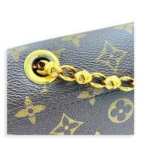 Victoire Shoulder Bag Brown in Coated Canvas, Gold hardware