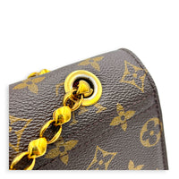 Victoire Shoulder Bag Brown in Coated Canvas, Gold hardware