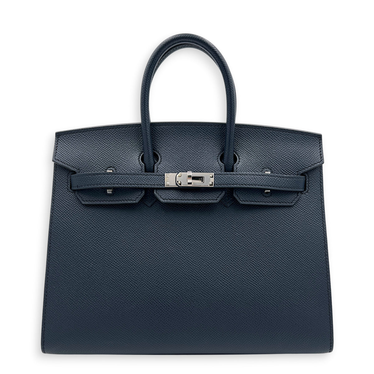 Birkin Sellier 25 Bleu Indigo Top Handle Bag in Epsom, Palladium hardware