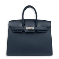 Birkin Sellier 25 Bleu Indigo Top Handle Bag in Epsom, Palladium hardware