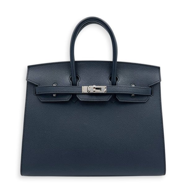 Birkin Sellier 25 Bleu Indigo Top Handle Bag in Epsom, Palladium hardware