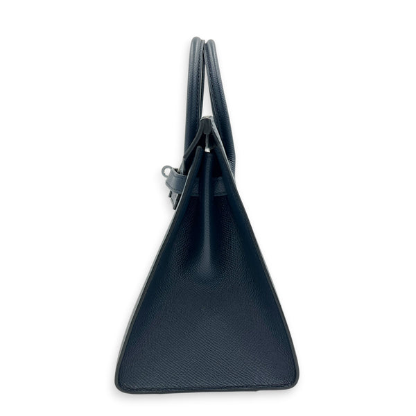 Birkin Sellier 25 Bleu Indigo Top Handle Bag in Epsom, Palladium hardware