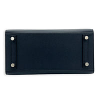 Birkin Sellier 25 Bleu Indigo Top Handle Bag in Epsom, Palladium hardware