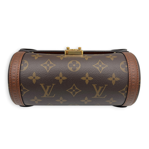 Papillon Trunk  Crossbody Bag Brown in Monogram Coated Canvas, Gold hardware