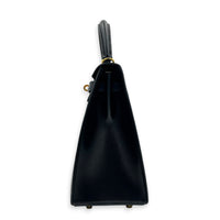 Sellier Kelly 25 Black Top Handle Bag in Box, Gold hardware