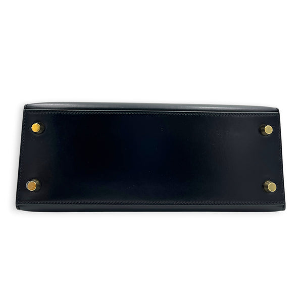 Sellier Kelly 25 Black Top Handle Bag in Box, Gold hardware