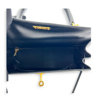 Sellier Kelly 25 Black Top Handle Bag in Box, Gold hardware