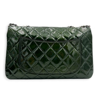 CC Shoulder Bag Green in Patent Leather, Silver hardware