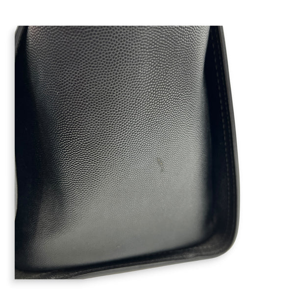 Deauville Tote Bag Black in Caviar Leather, Silver hardware