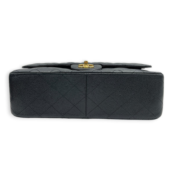 Classic Double Flap Crossbody Bag Jumbo Black in Caviar Leather, Gold hardware