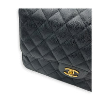 Classic Double Flap Crossbody Bag Jumbo Black in Caviar Leather, Gold hardware