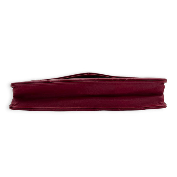 Chevron Statement Pink Wallet On Chain in Calfskin, Gold hardware