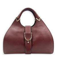 Stirrup Top Handle Bag Red in Calfskin, Gold hardware