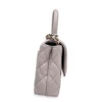 Coco Handle Quilted Super Mini Lilac Top Handle Bag in Caviar Leather, Gold hardware
