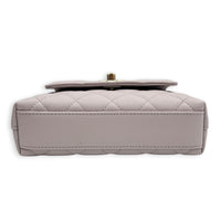 Coco Handle Quilted Super Mini Lilac Top Handle Bag in Caviar Leather, Gold hardware