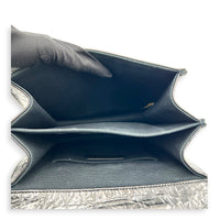 Rita Black Top Handle Bag in Waxed Calfskin, Gold hardware