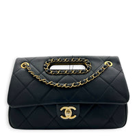 A Real Catch Black Crossbody Bag in Calfskin, Gold hardware