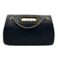 A Real Catch Black Crossbody Bag in Calfskin, Gold hardware
