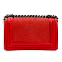 Boy Shoulder Bag Red in Stingray/ Calfskin, Brushed Silver hardware